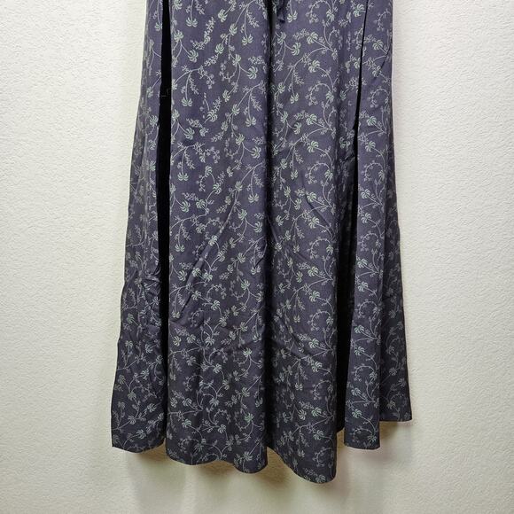 Sundance Womens 10 Silk Floral Maxi Dress Retro Botanical Palm Tree Belted Green - Picture 6 of 16